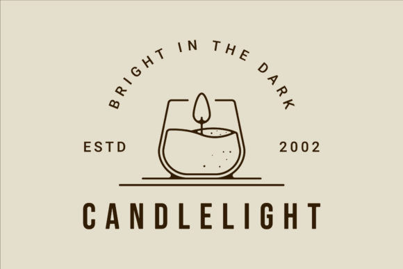 Candle in Glass Logo Line Art Vector Graphics Review