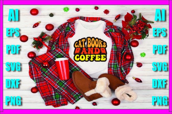 Cat Books and Coffee: Graphics & Print Templates