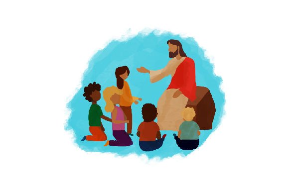 Jesus Christ Teaching Children: Religious Crafts Branding